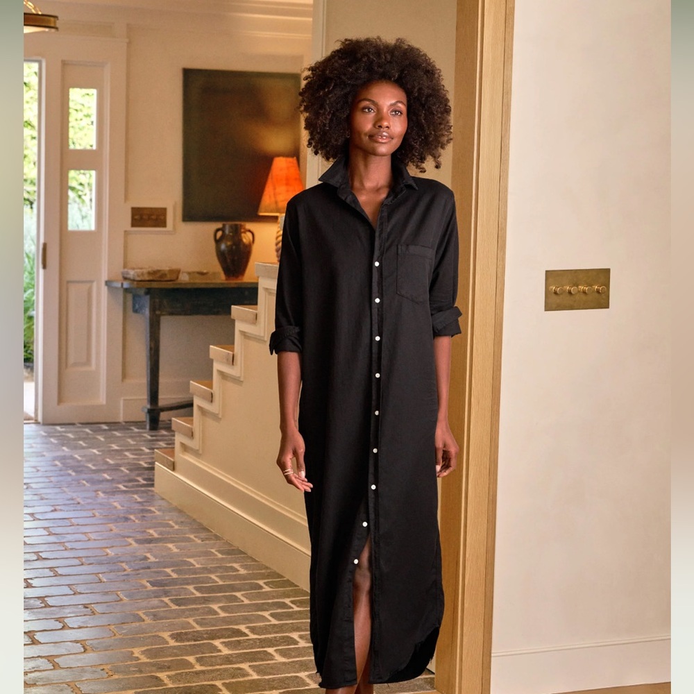 Frank & Eileen Black Womens Rory Maxi Shirtdress.